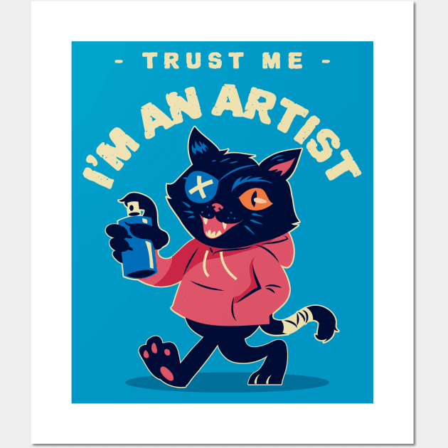 Funny Cat Painter - Trust Me I'm An Artist Wall Art by Etopix